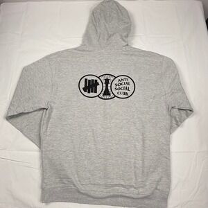 Anti Social Social Club x Undefeated Hoodie Heather Grey XXL Logo Graphic NEW